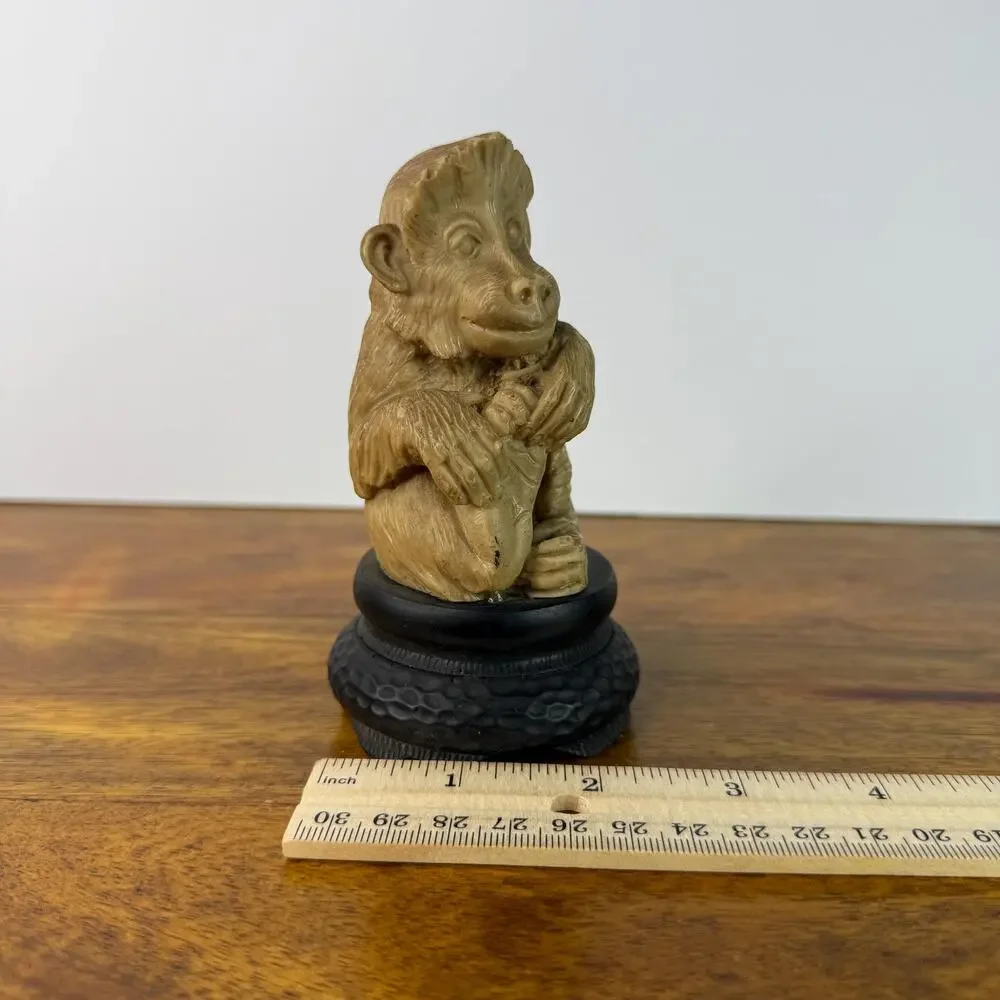Vintage Monkey Figurine Japanese Macaque Snow Monkey Carved